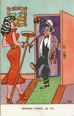 POSTCARD / FANTASY / ILLUSTRATOR / GOOD EVENING CHERIE CA VA