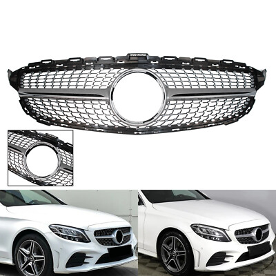 Kühlergrill Chrom passt für Mercedes C-Klasse W205 S205 14-18 Diamant Grill Stil