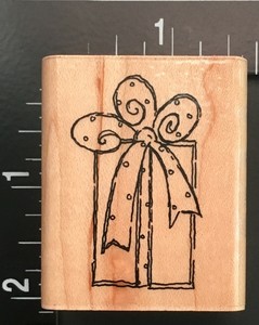SINGLE-PRESENT-GIFT-PACKAGE-BOX-JRL-Design-Wood-Mounted-Rubber-Stamp