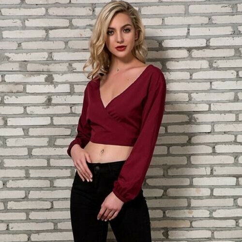 Donna Manica Scoperta Nuovo V Lunga Schiena Da Top Scollo A Moda Chiffon 2018 rqqRXwB