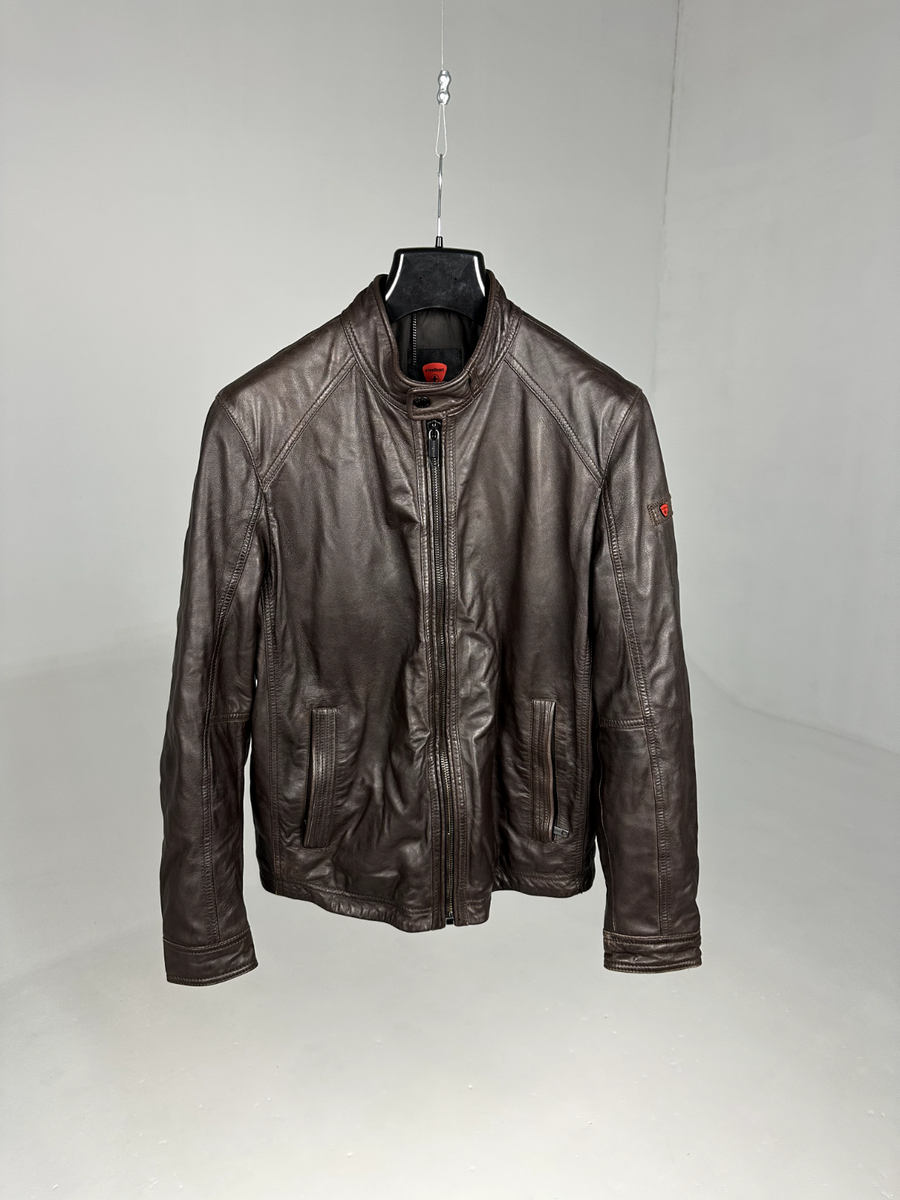 Strellson 140040 Lamb Urban Brown Leather Jacket Mens Size 52 | eBay