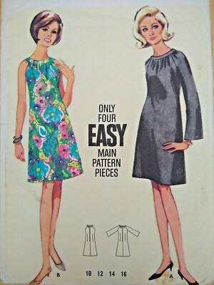 Vintage Butterick Easy Sew Kleid Schnittmuster 4304 Brustumfang 31'' 79 cm UNGESCHNITTEN