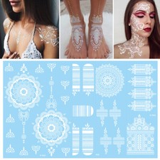 Henna Tattoo White Lace Indian Hand Temporary Tattoo Sticker Body Art Waterproo