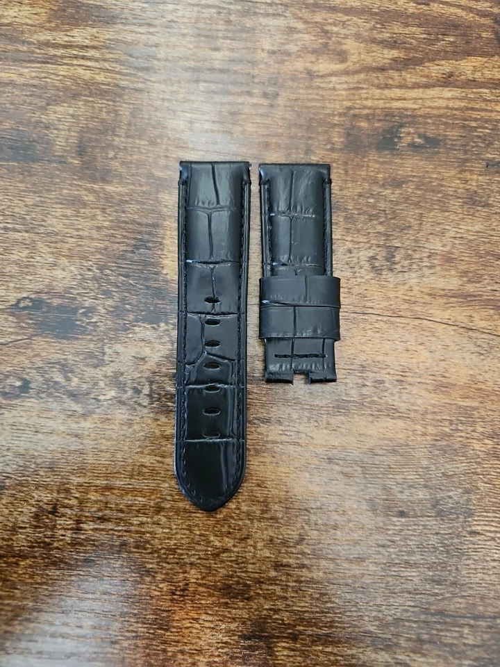 Panerai Watch 24mm OEM Black Alligator Strap for 22mm Deployment Buckle MX001LBN - Image 2 of 4