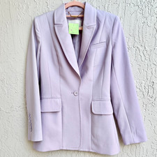 Zimmermann Long Sleeve Notch Lapel Button Front Blazer Jacket Purple Womens Us 0