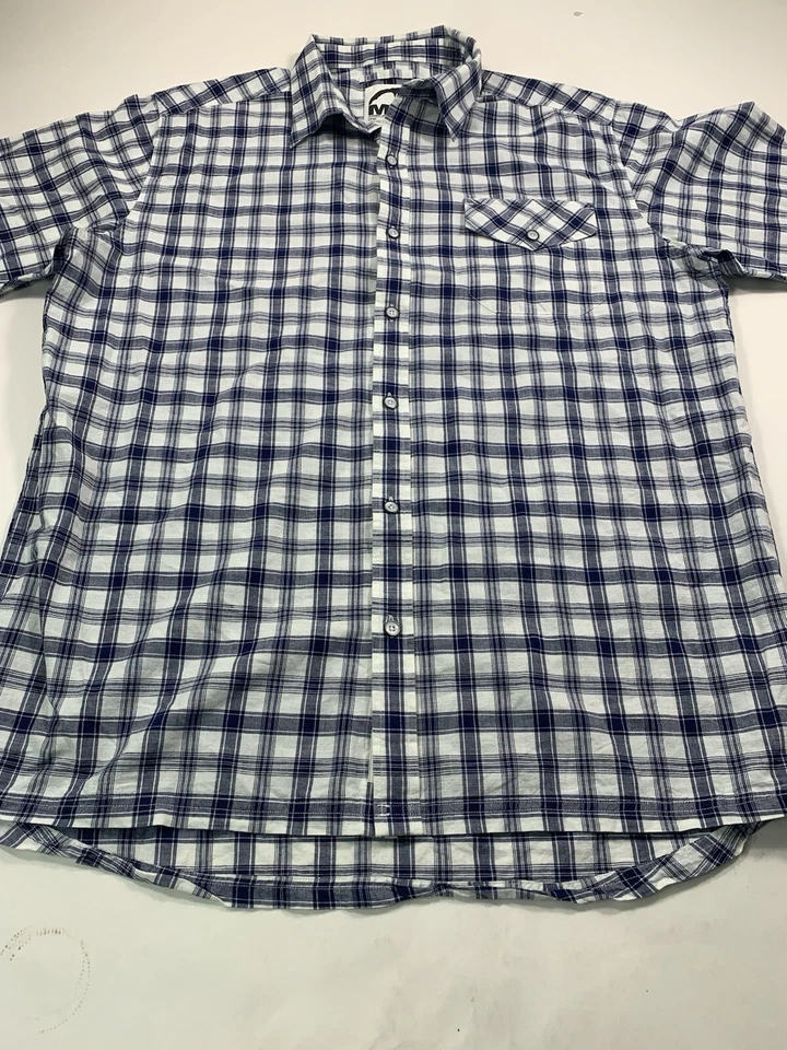 Camisa Mountain Khakis Para Hombres Grande Azul Bolsillo a Cuadros Abotonable Informal Foto 2 de 4