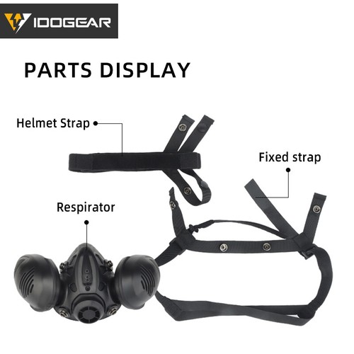 IDOGEAR Tactical Bilateral Respirator Half Face Mask Facepiece Hunting Mask Gear - Picture 7 of 17