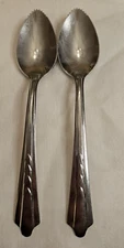 Ekco 2 Grapefruit Spoons EKS7 Chevron Pattern Stainless Steel USA