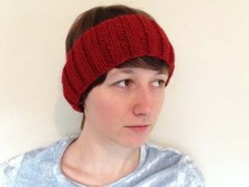 Brick Red Ribbed Knit Headband Earwarmer -- READY TO SHIP 