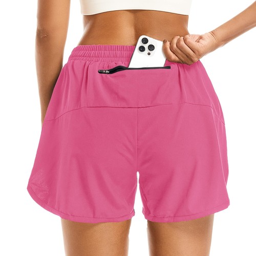 Women's 2 in 1 Athletic Running Shorts High Waisted Adjustable Workout Gym Sh... - Picture 2 of 6