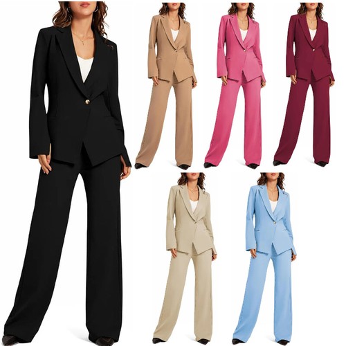 Women Spring Summer Blazer Pants 2 Pieces Sets Suit Jacket Trousers Outfits