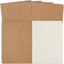 5 Pack A5 Kraft Notebooks Bulk, 8.15X5.5 Inches Graph Paper Journaling Notebooks