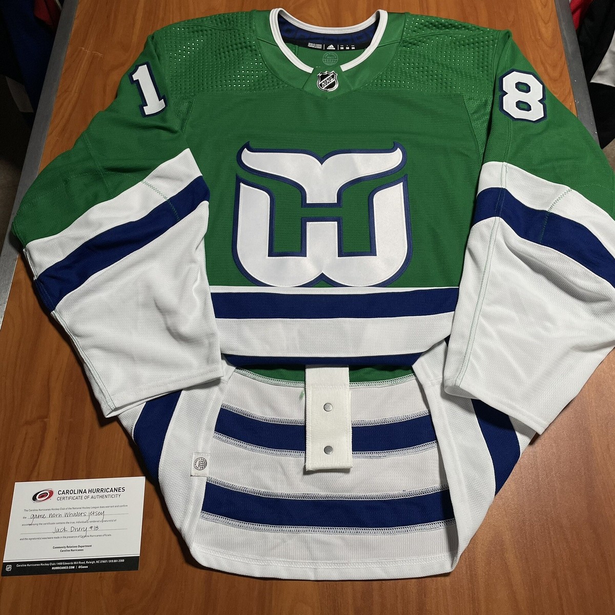 Ice Hockey Carolina Hurricanes Wearing Hartford Whalers Jersey