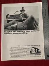 Triumph Tr-4a Convertible Sports Car 1965 Print Ad - Great To Frame