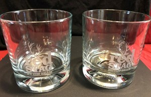 Pair-of-Red-Stag-Embossed-Drinking-Glasses-Whiskey-Whisky-Scotch-Bourbon-Liquor