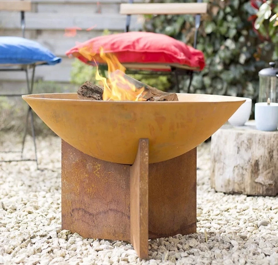 Fire Pit Oxidised Steel Rust Look Fire Bowl Patio Garden Heater Modern Autumn BN - Image 2 of 4