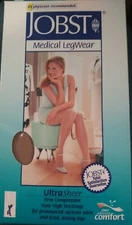 Jobst Women's UltraSheer Knee-High Firm Compression Stockings, XL, Natural