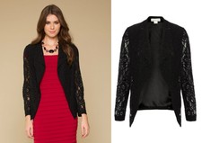 Monsoon Uk 10 Black Sophisticated Lola Lace Long Sleeve Blazer Jacket Eu 38