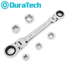 DURATECH Flex-Head Double Box End Ratcheting Wrench Set 8-19mm 72 Tooth Gear Set