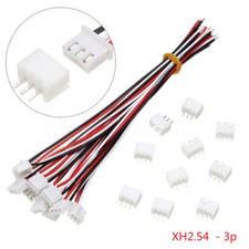10 Sets 3-Pin Mini Micro JST XH2.54mm Socket Connector Plug W/ Wire 15cm C