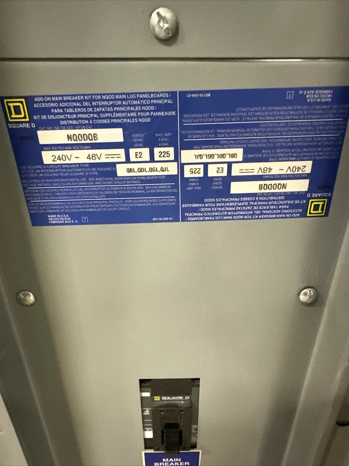 SQUARE D 225 AMP MDP 30 Circuit 240 3 Phase PANELBOARD NQODQB Warranty - Image 4 of 4