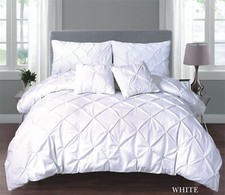 PINTUCK DUVET SET TOP NOTCH QUILT COVER SINGLE DOUBLE SUPER KING SIZE BEDDING