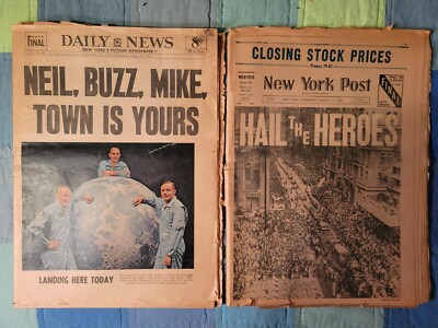 Aug. 13, 1969 Daily News TOWN IS YOURS and New York Post HAIL THE HEROES