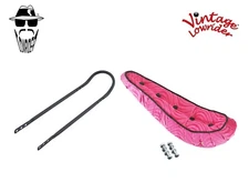 20" ORIGINAL LOWRIDER Velour 5 Button Pink Banana Seat Black Sissy Bar 20" Bike