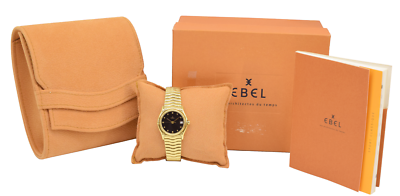 Ebel 1911 18k Gold Watch Sportwave Bracelet Black Dial Quartz