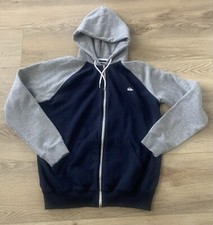 Quiksilver Full Zip Fleece Hoodie Sweatshirt Jacket Mens Large Blue Gray Skate