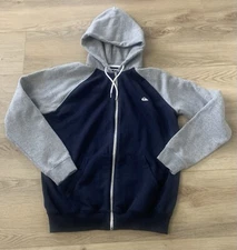 Quiksilver Full Zip Fleece Hoodie Sweatshirt Jacket Mens Large Blue Gray Skate