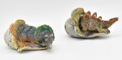 Baby Stegosaurus & Triceratops Egg Hatchlings Dinosaur PVC 3.5'' Toy Figures