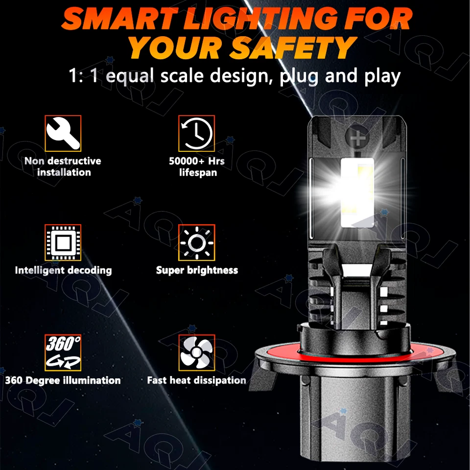 2x 9008 H13 LED Headlight High Low Beam Bulbs For FORD F-650 F-750 2017-2019 Foto 4 de 4