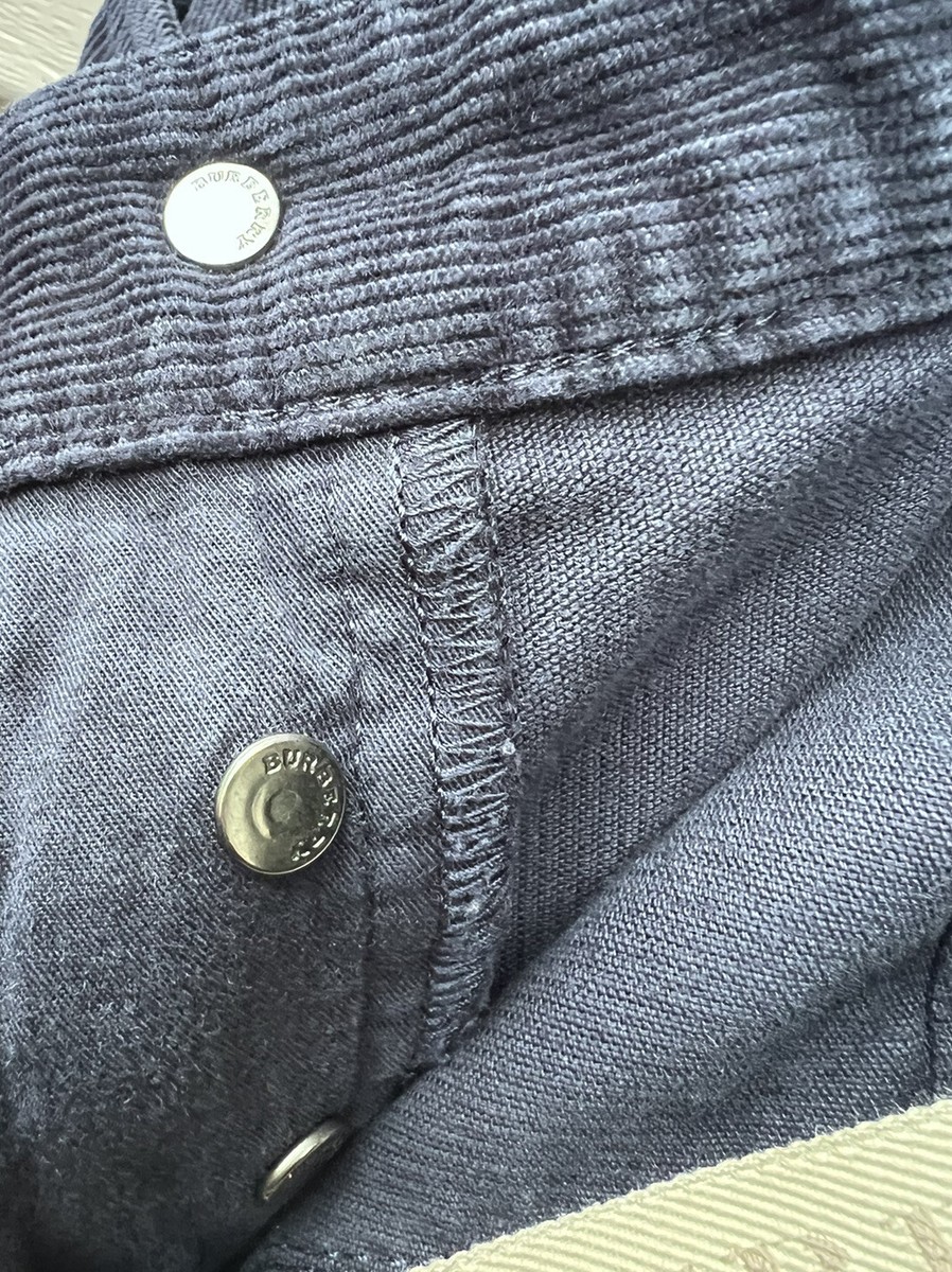 BURBERRY BRIT Men Button Fly Slim Corduroy Cords Pants Navy