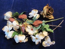 Vtg Millinery Flower Collection Lot Brown White 1 1/2-3" w/Velvet H5734