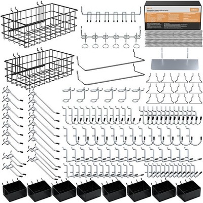 238PCS Pegboard Organizer Kit, Peg Board Hooks Assortment with Peg Bins, Bask...