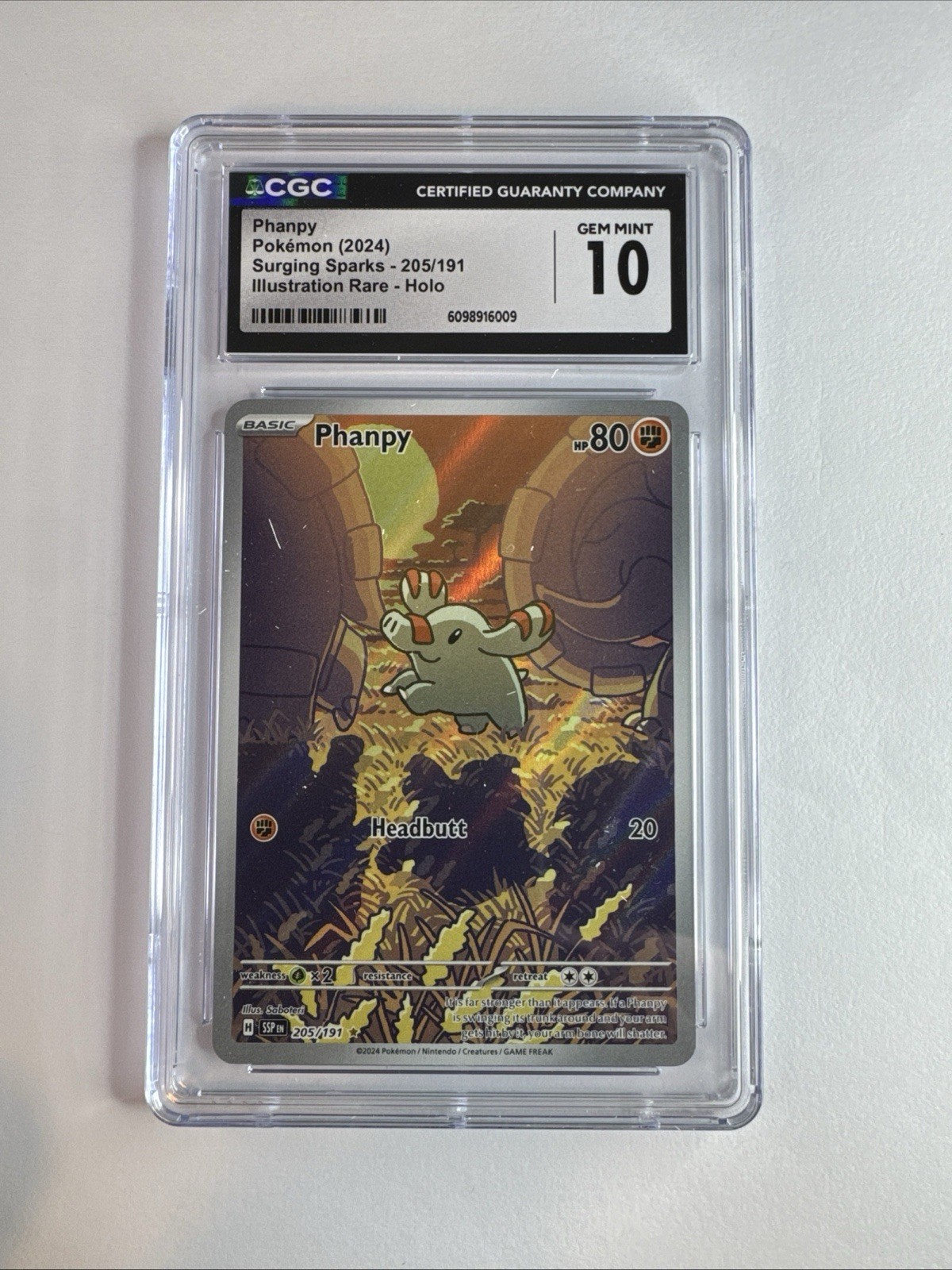 Phanpy 205/191 Sv08: Surging Sparks Holo CGC 10