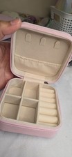 Pink Faux Leather Travel Jewelry Case Zip-Around Velvet Lined for Rings  More