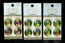 12 Pcs SEW-OLOGY Rhinestone Faceted Glass Colorful Jewels Button 20mm 13/16"