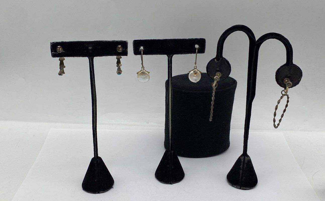 Sterling Silver Assorted Earring Bundle 3pcs 10.6g - image 5