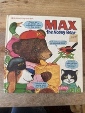 Vtg RARE 1972 Golden Scratch And Sniff Book Max The Nosey Bear Still SMELLS Fun!