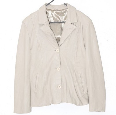 1996 2004, Blazer-Form Leather Jacket with Three-Button Notched Lapels