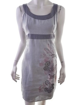 PROMOD Damen A-Linien-Kleid Gr. M Grau Ärmellos Knielang Schulterfrei