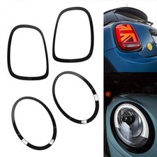 PER MINI COOPER 2014-21 F55/F56/F57 NERO LUCIDO FARO + ANELLI FANALI POSTERIORI