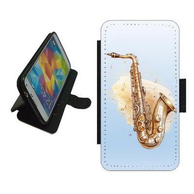 Saxophon Handy Hülle Wallet Flip Cover für iPhone Samsung Pixel Instrument SAX1