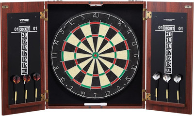 Dart Board Cabinet Set, Multiple Styles Ready-To-Play Bundle Official Size, Stee