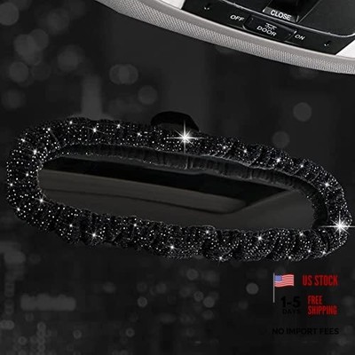 Bling Rearview Mirror Accessories Elastic Plush Car Rear View Black Diamond