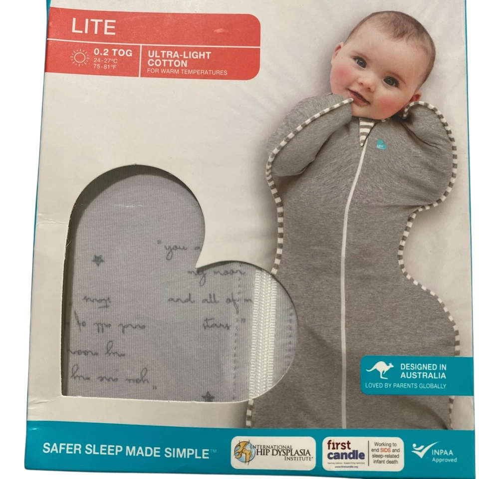 Swaddle up Lite 0.2 Tog- Baby S 码 7-13 磅 超轻 棉 Stage 1 灰色 — 第 2/4 张图片