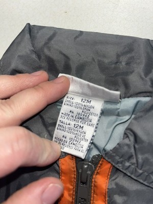 Wilson VINTAGE grey and orange baby boy windbreaker jacket size 12