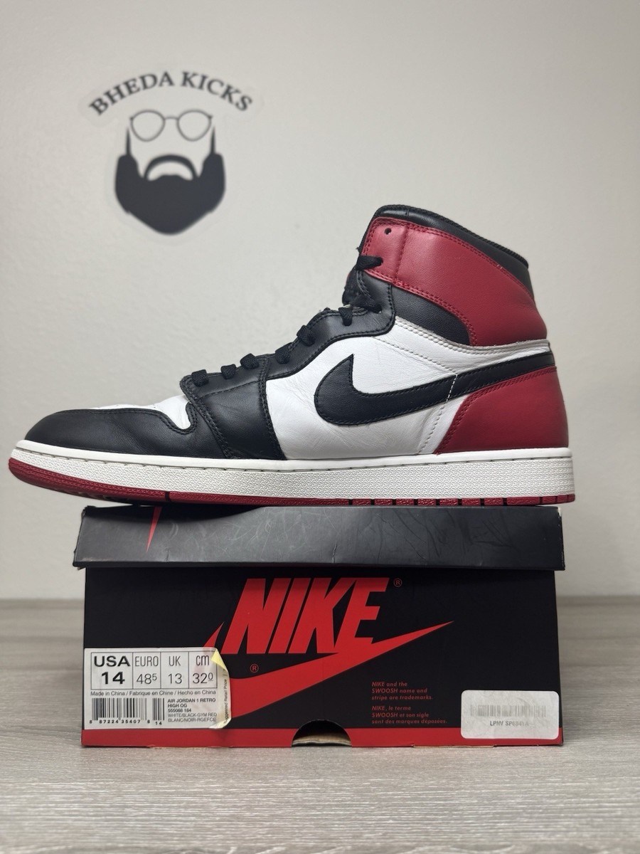 Size 14 - Nike Air Jordan 1 Retro High OG 555088 184 'Black Toe